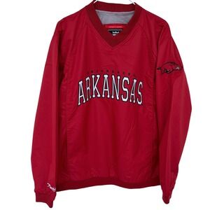Franchise Club Arkansas‎ Razorbacks Pullover Windbreaker Small Red Embroidered